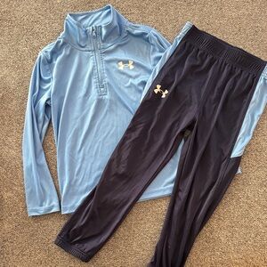 Boys Under Armour Kids Light Blue and Black Jogger Set